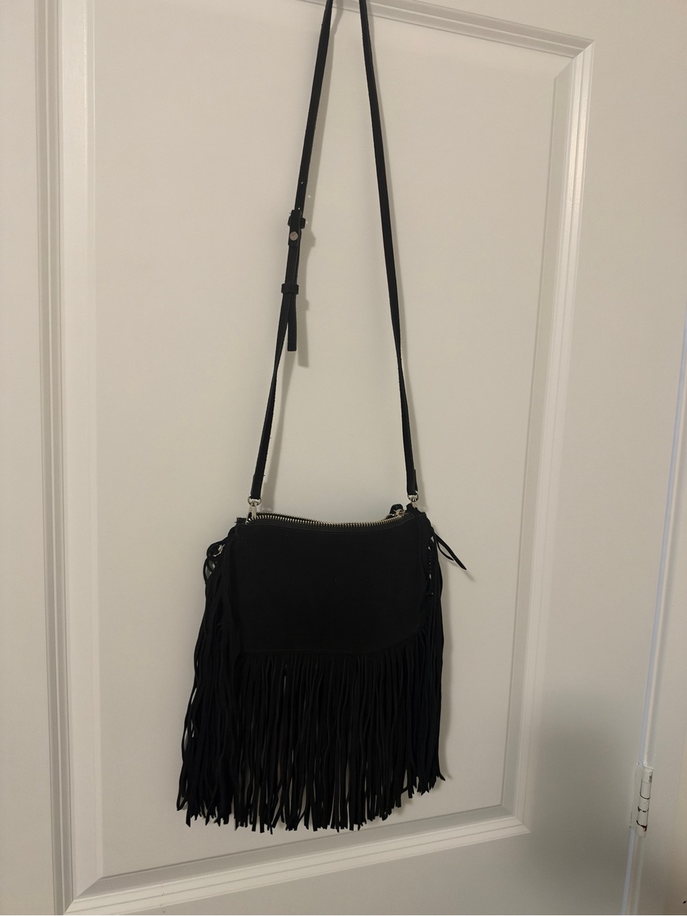 Zara Black Fringe Crossbody Shoulder Bag